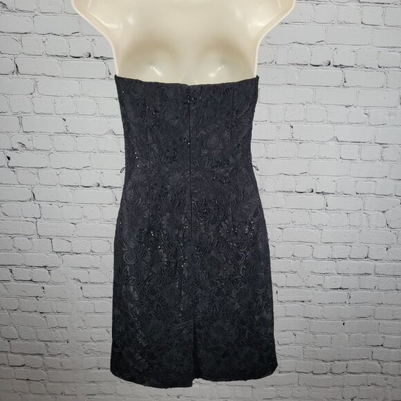 NWT White House Black Market Floral Sequin Lace Strapless Lined Short Dress 0 - Picture 2 of 11